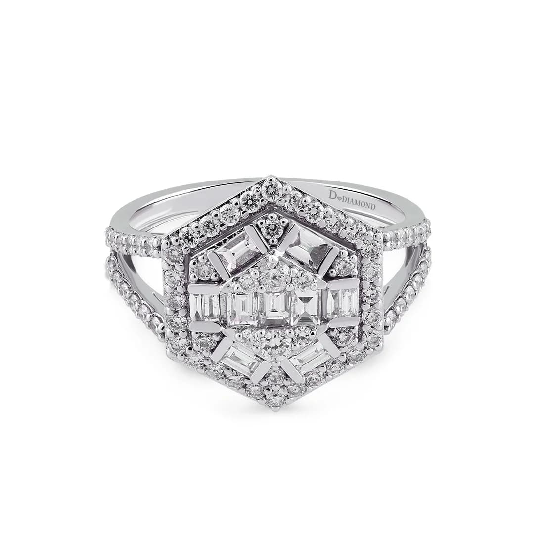 خاتم مرصع بالماس الباغيت 0.79 قيراط