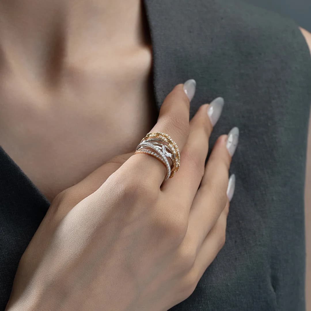 خاتم مرصع بالالماس 1.38 قيراط